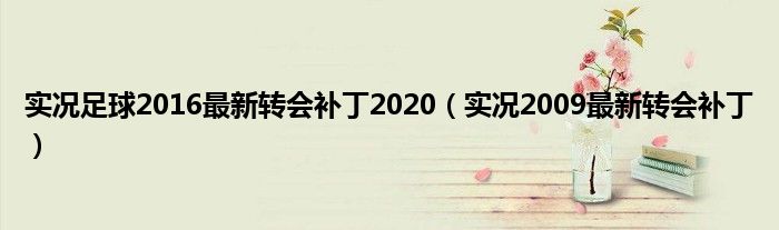 实况足球2016最新转会补丁2020（实况2009最新转会补丁）