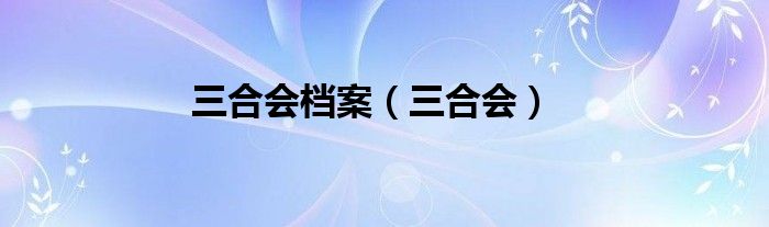 三合会档案（三合会）