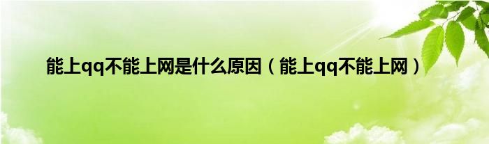 能上qq不能上网是是什么原因（能上qq不能上网）