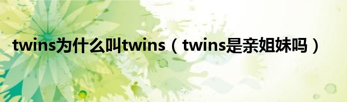 twins为是什么叫twins（twins是亲姐妹吗）