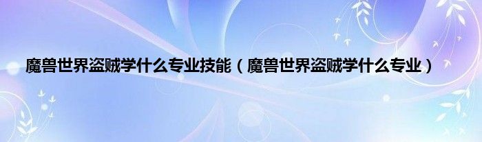 魔兽世界盗贼学是什么专业技能（魔兽世界盗贼学是什么专业）