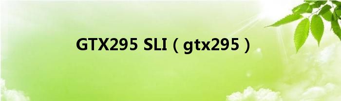 GTX295 SLI（gtx295）