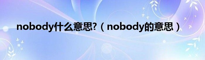 nobody是什么意思?（nobody的意思）