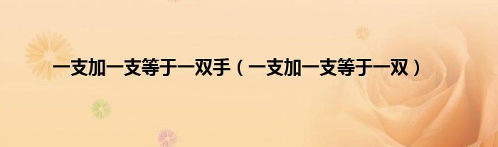 一支加一支等于一双手（一支加一支等于一双）