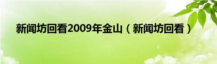 新闻坊回看2009年金山（新闻坊回看）