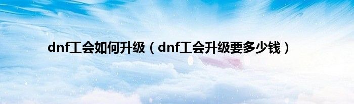 dnf工会如何升级（dnf工会升级要多少钱）