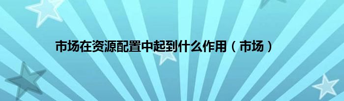 市场在资源配置中起到是什么作用（市场）