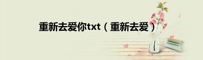 重新去爱你txt（重新去爱）