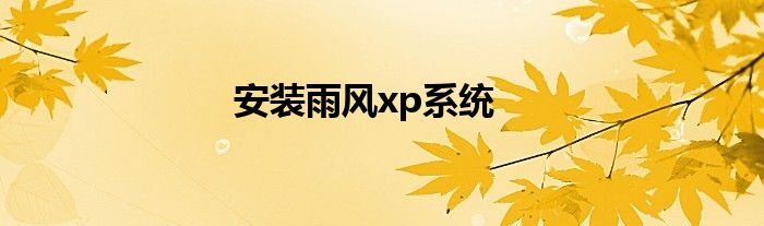 安装雨风xp系统