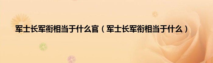 军士长军衔相当于是什么官（军士长军衔相当于是什么）