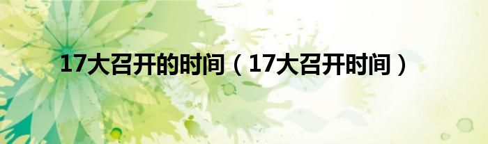 17大召开的时间（17大召开时间）