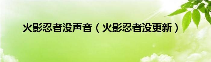 火影忍者没声音（火影忍者没更新）