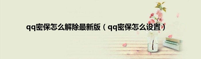 qq密保怎么解除最新版（qq密保怎么设置）