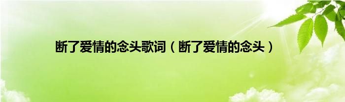 断了爱情的念头歌词（断了爱情的念头）