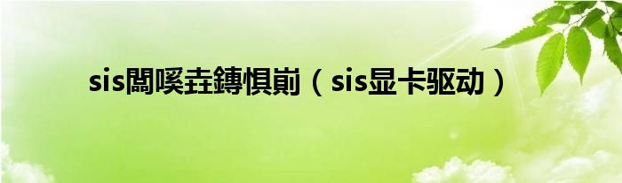 sis闆嗘垚鏄惧崱（sis显卡驱动）