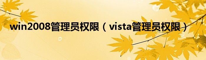 win2008管理员权限（vista管理员权限）