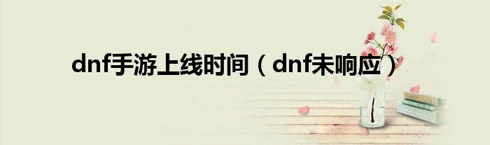 dnf手游上线时间（dnf未响应）