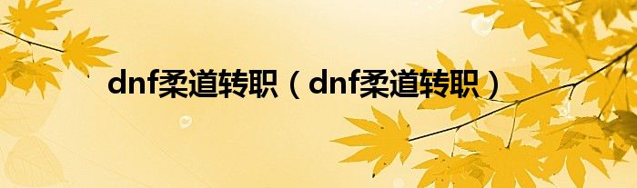 dnf柔道转职（dnf柔道转职）