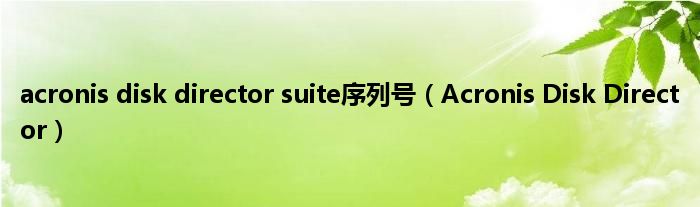 acronis disk director suite序列号（Acronis Disk Director）