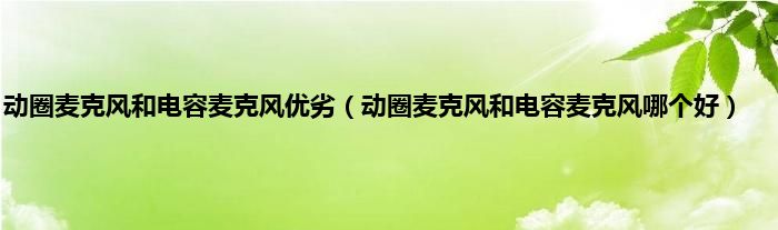 动圈麦克风和电容麦克风优劣（动圈麦克风和电容麦克风哪个好）