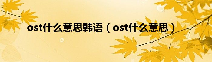 ost是什么意思韩语（ost是什么意思）