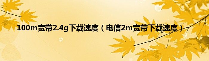 100m宽带2.4g下载速度（电信2m宽带下载速度）