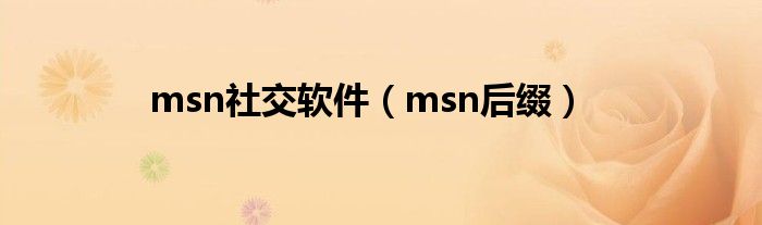 msn社交软件（msn后缀）