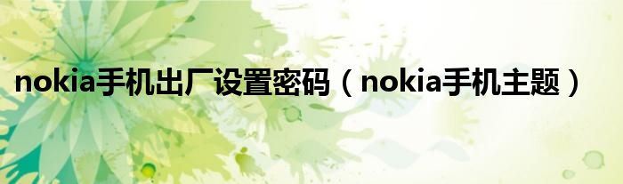 nokia手机出厂设置密码（nokia手机主题）