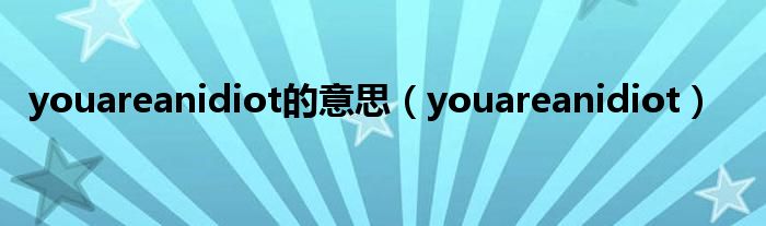 youareanidiot的意思（youareanidiot）