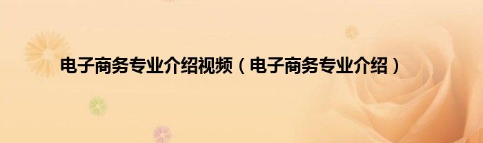 电子商务专业介绍视频（电子商务专业介绍）