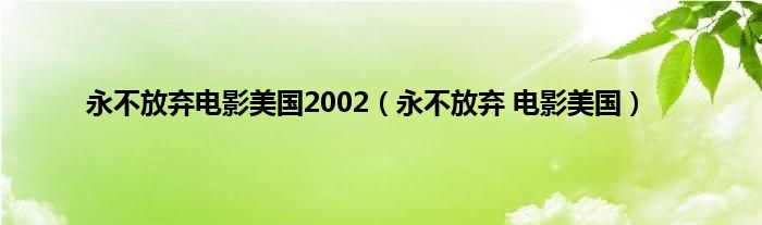 永不放弃电影美国2002（永不放弃 电影美国）