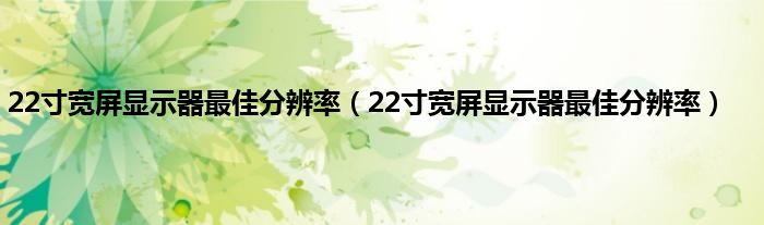 22寸宽屏显示器最佳分辨率（22寸宽屏显示器最佳分辨率）