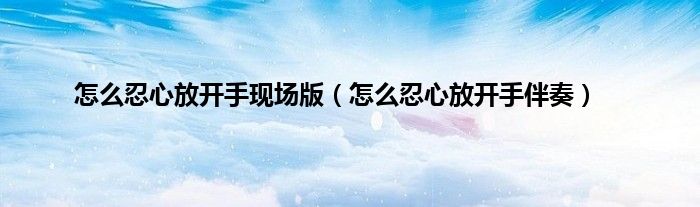 怎么忍心放开手现场版（怎么忍心放开手伴奏）