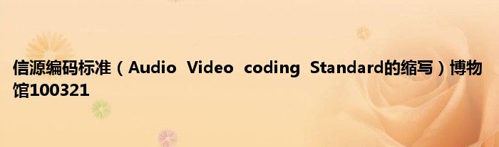 信源编码标准（Audio  Video  coding  Standard的缩写）博物馆100321