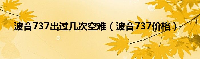 波音737出过几次空难（波音737价格）