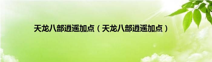 天龙八部逍遥加点（天龙八部逍遥加点）