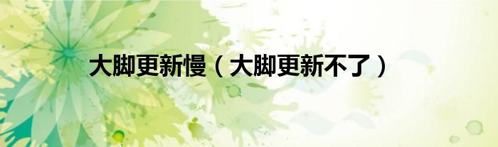 大脚更新慢（大脚更新不了）