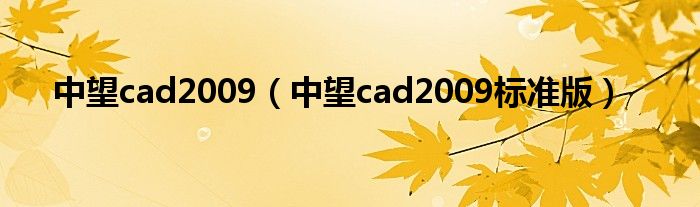 中望cad2009（中望cad2009标准版）