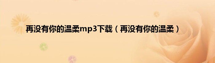 再没有你的温柔mp3下载（再没有你的温柔）