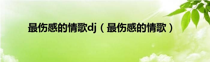 最伤感的情歌dj（最伤感的情歌）