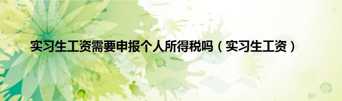 实习生工资需要申报个人所得税吗（实习生工资）