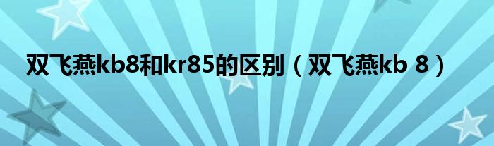 双飞燕kb8和kr85的区别（双飞燕kb 8）