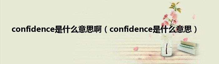 confidence是是什么意思啊（confidence是是什么意思）