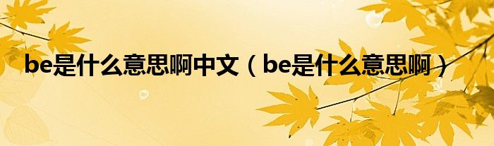 be是是什么意思啊中文（be是是什么意思啊）