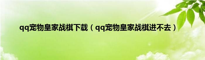 qq宠物皇家战棋下载（qq宠物皇家战棋进不去）