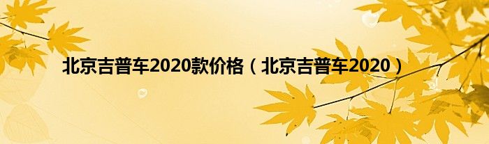 北京吉普车2020款价格（北京吉普车2020）