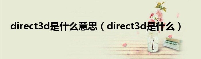 direct3d是是什么意思（direct3d是是什么）