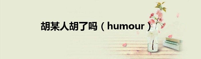 胡某人胡了吗（humour）