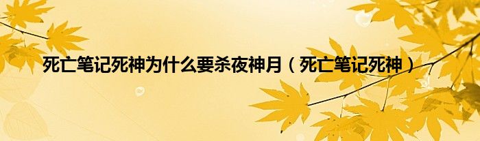 死亡笔记死神为是什么要杀夜神月（死亡笔记死神）