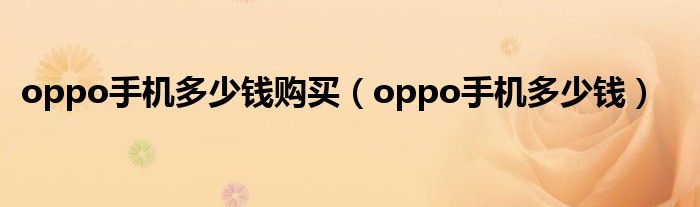 oppo手机多少钱购买（oppo手机多少钱）